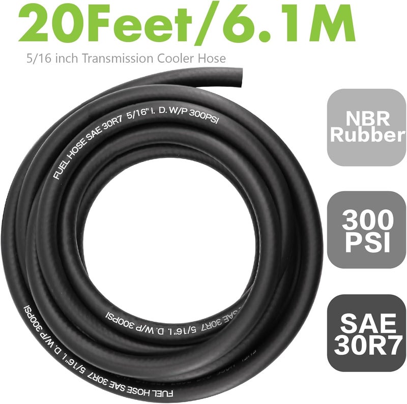 Jeemiter 5/16" ID (8mm) Fuel Line Hose 20FT - SAE 30R7 NBR Rubber Universal Kit with 10 Clamps - Long Length for Automotive, Small Engine, Marine Gas & Oil Lines - Image 4